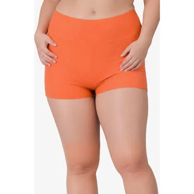 Calypsa Plus Size Swim Shorts In Orange