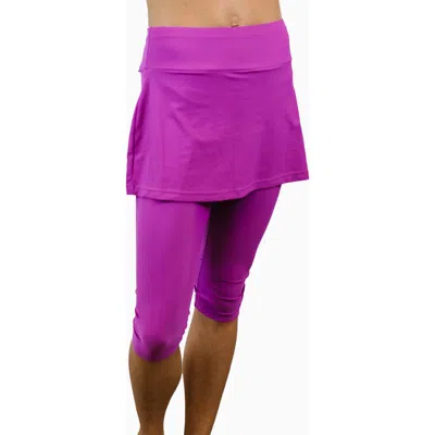Calypsa Skirted Swim Capris In Purple