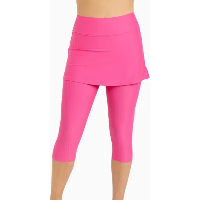 Calypsa Plus Size Skirted Swim Capris In Pink