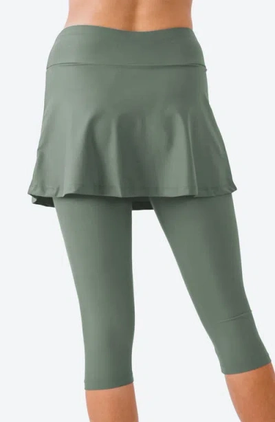 Calypsa Skirted Swim Capris In Green