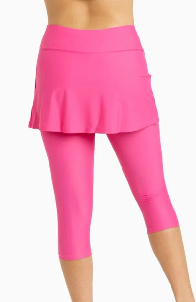 Calypsa Plus Size Skirted Swim Capris In Pink