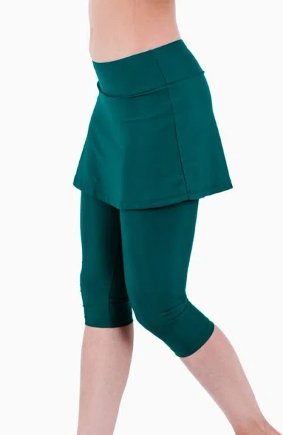 Calypsa Skirted Swim Capris In Green
