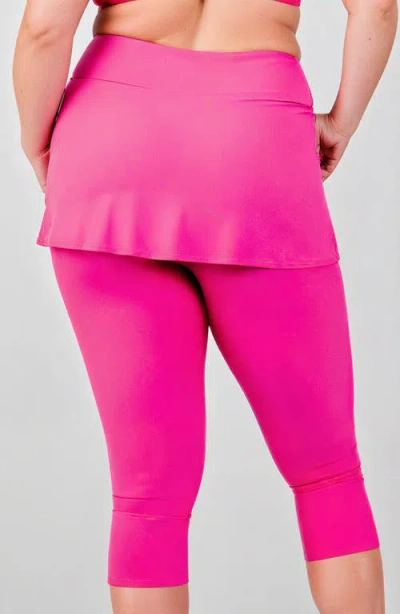 Calypsa Plus Size Skirted Swim Capris In Pink