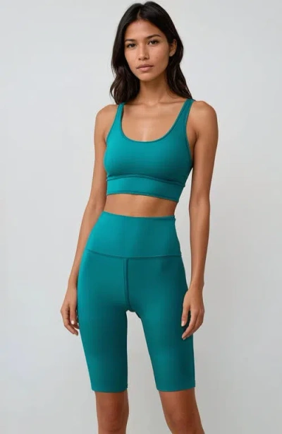 Calypsa Tummy Control Long Bike Swim Shorts In Green