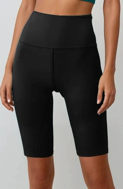 Calypsa Tummy Control Long Bike Swim Shorts In Black