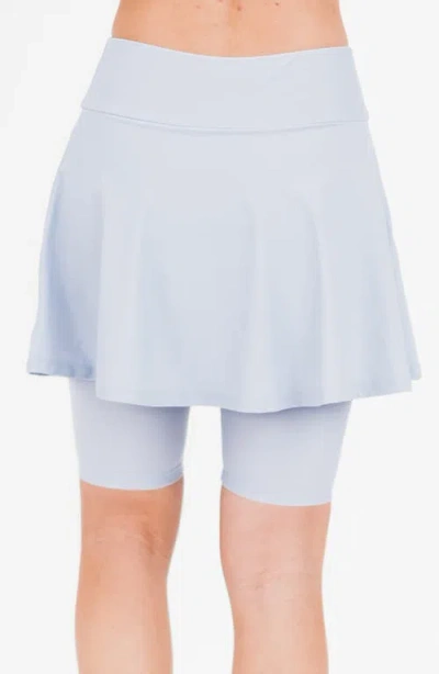 Calypsa Midi Swim Skort With Bike Shorts In Blue