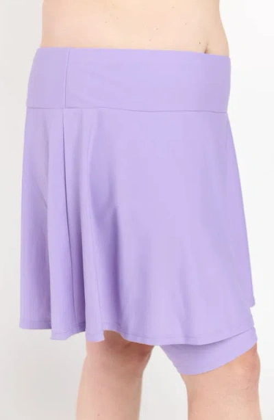 Calypsa Plus Size Midi Swim Skort With Bike Shorts In Purple