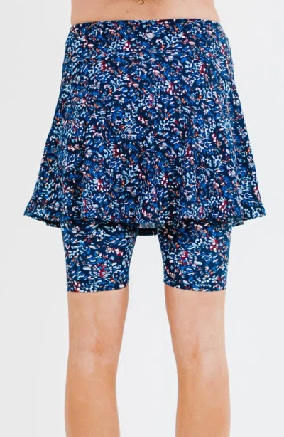 Calypsa Plus Size Midi Swim Skort With Bike Shorts In Blue