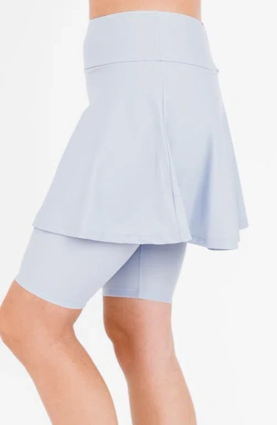 Calypsa Plus Size Midi Swim Skort With Bike Shorts In Blue