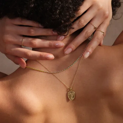 Spero London Sterling Silver Enamel Mine Beaded Colourful Rainbow Necklace In Brown