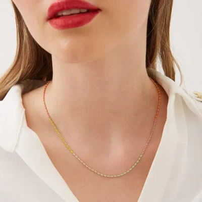 Spero London Sterling Silver Enamel Mine Beaded Colourful Rainbow Necklace In Brown