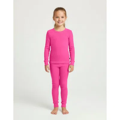 City Threads Girls Soft & Cozy Thermal Long Johns 2-piece Set In Pink