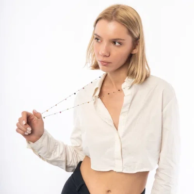 Spero London Sterling Silver Fine Tourmaline Long Necklace In Multi