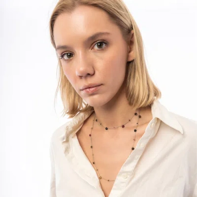 Spero London Sterling Silver Fine Tourmaline Long Necklace In Multi