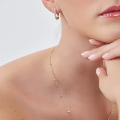 Spero London Pave Rectangular Sterling Silver Oval Hoop Earring In Gold