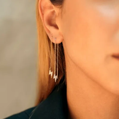 Spero London Lightning Bolt Sterling Silver Chain Drop Earrings In Gold