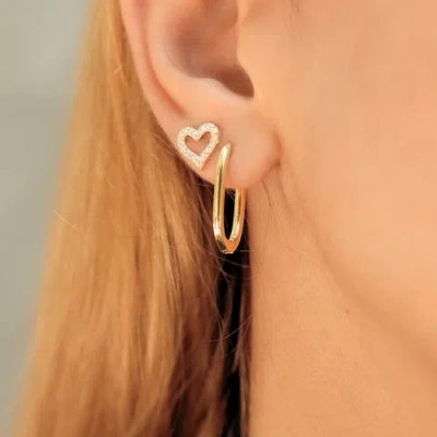 Spero London Oval Rectangular Sterling Silver Hoop Earring In Gold