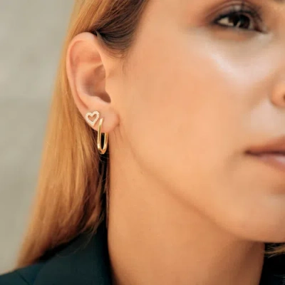 Spero London Oval Rectangular Sterling Silver Hoop Earring In Gold