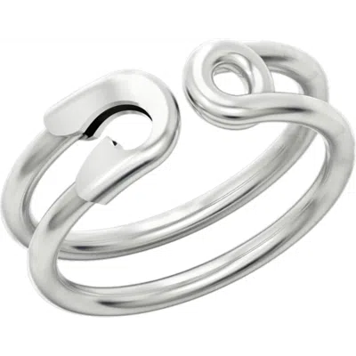 Spero London Sterling Silver Safety Pin Ring In Gray