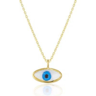 Spero London Transparent Glass Evil Eye Sterling Silver Necklace In Gold