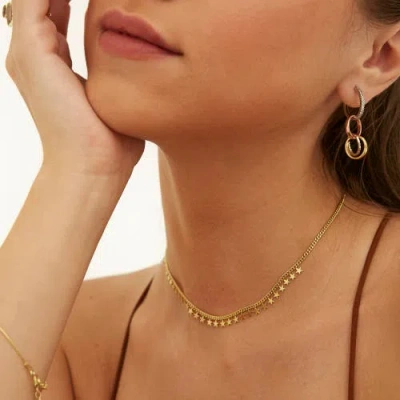 Spero London Multiple Star Sterling Silver Station Necklace In Gold