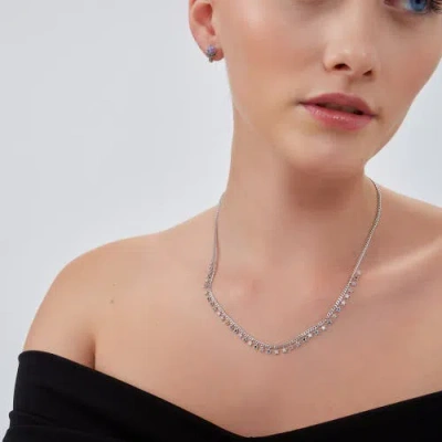 Spero London Rainbow Multiple Star Station Necklace Sterling Silver In Metallic