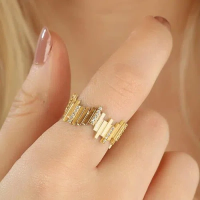 Spero London New Multiple Bar Sterling Silver Ring In Gold