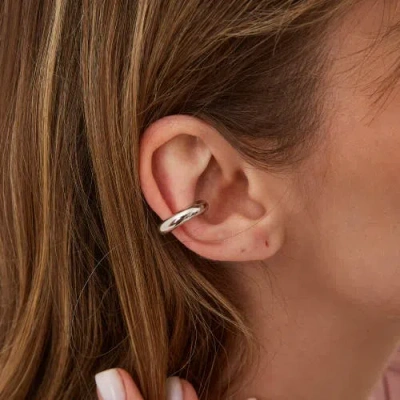 Spero London Chunky Sterling Silver Ear Cuff No Piercing 1 Piece In Gray