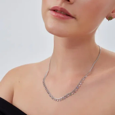 Spero London Rainbow Multiple Star Station Necklace Sterling Silver In Metallic