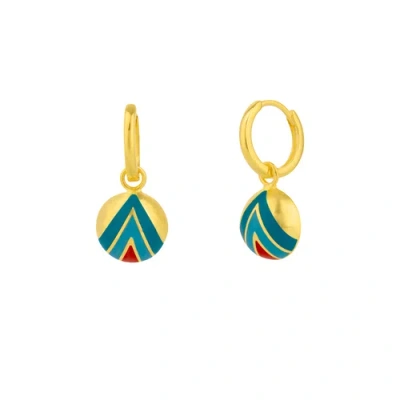 Spero London Enamel Blue Five Color Sterling Silver Earrings In Gold