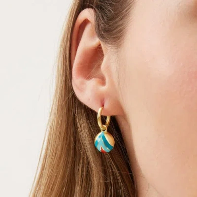 Spero London Enamel Blue Five Color Sterling Silver Earrings In Gold