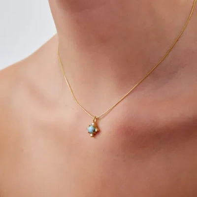 Spero London Blue Moonstone Sterling Silver Pendant Necklace With Fine Italian Chain In Gold