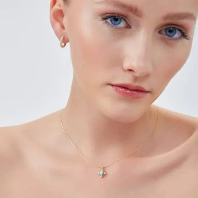 Spero London Blue Moonstone Sterling Silver Pendant Necklace With Fine Italian Chain In Gold