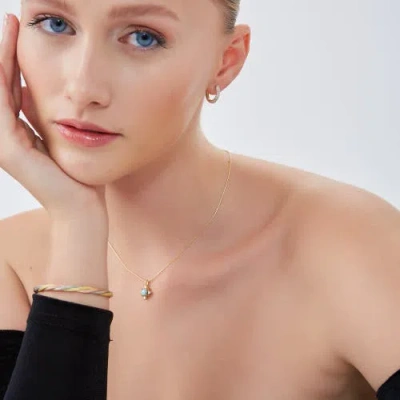 Spero London Blue Moonstone Sterling Silver Pendant Necklace With Fine Italian Chain In Gold