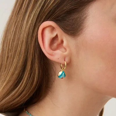 Spero London Enamel Blue Five Color Sterling Silver Earrings In Gold