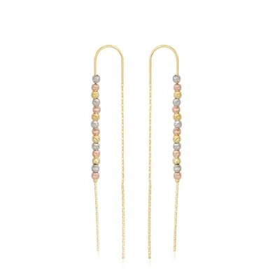 Spero London Sterling Silver Dorica Chain Bead Drop Earring In Gold