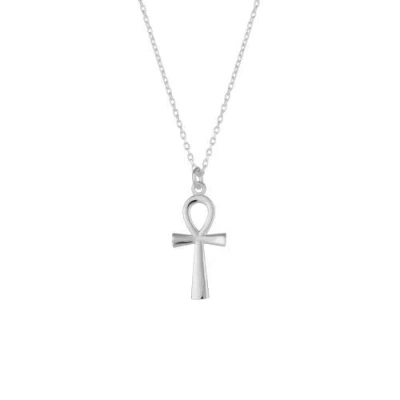 Spero London Sterling Silver Egyptian Ankh Necklace In Metallic