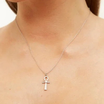 Spero London Sterling Silver Egyptian Ankh Necklace In Metallic