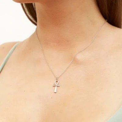 Spero London Sterling Silver Egyptian Ankh Necklace In Metallic