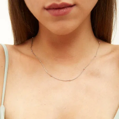 Spero London Italian Bead Chain Sterling Silver Satellite Necklace In Metallic