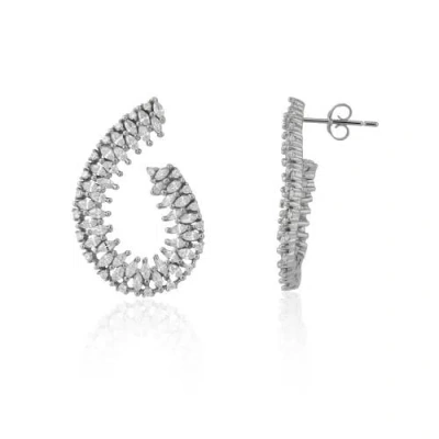 Spero London Chunky Spiral Helix Sterling Silver Earrings In Metallic
