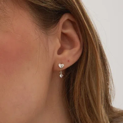 Spero London Heart Huggie Hoop Drop Earrings In Metallic