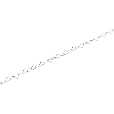 Spero London Love Heart Sterling Silver Chain Bracelet In Metallic