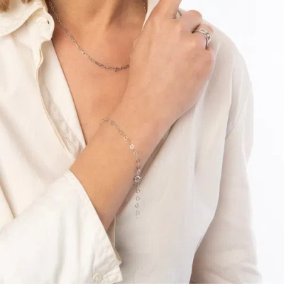 Spero London Love Heart Sterling Silver Chain Bracelet In Metallic
