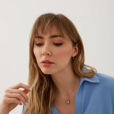 Spero London Heart Huggie Hoop Drop Earrings In Metallic