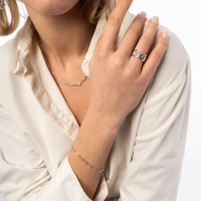 Spero London Love Heart Sterling Silver Chain Bracelet In Metallic