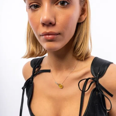 Spero London Sterling Silver Tennis Racket Necklace In Metallic