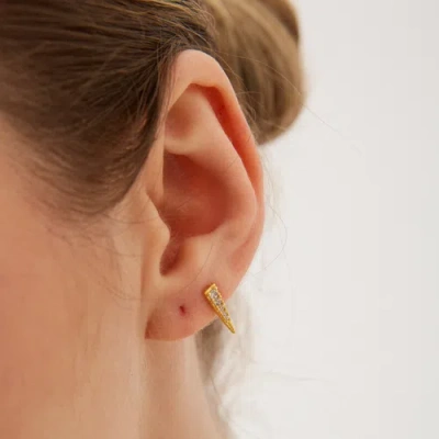 Spero London Long Pave Dagger Stud Earrings In Gold