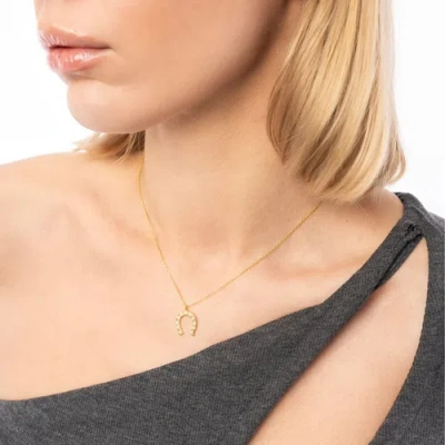 Spero London Sterling Silver Horseshoe Equestrian Necklace In Gold