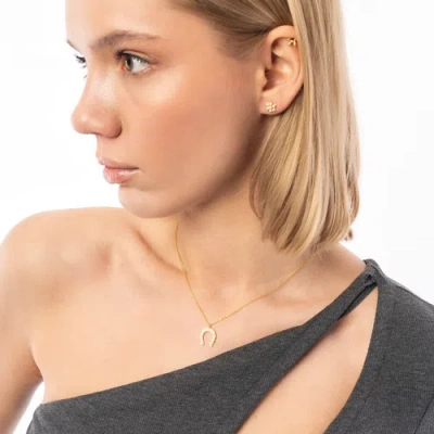 Spero London Sterling Silver Horseshoe Equestrian Necklace In Gold